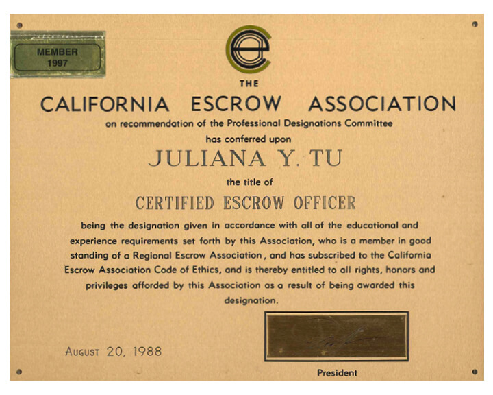 Certified Escrow Officer